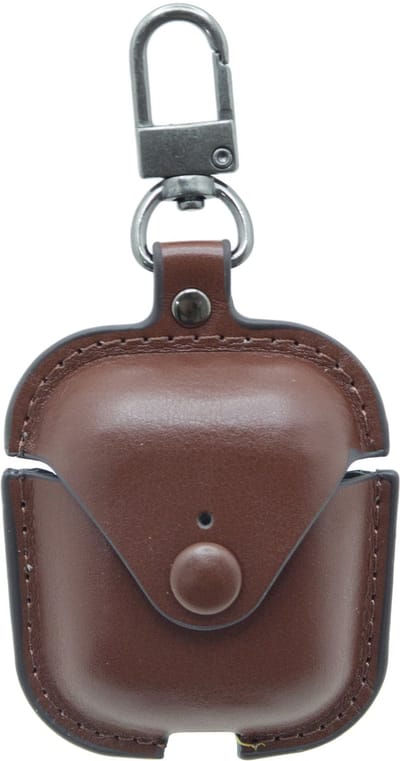 Premium Hoesje Geschikt Voor Airpods 1/2 Case Donker Bruin Oplaadcase Leer