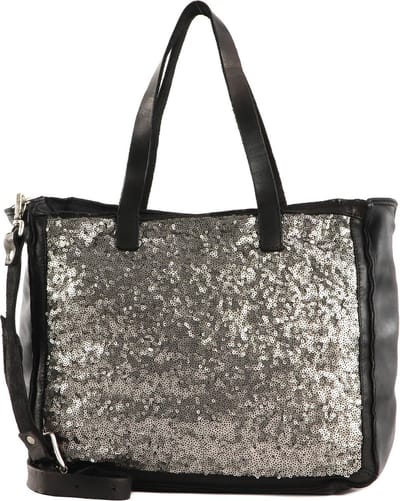 CATERINA LUCCHI Leren Shopper Schoudertas Hakea Shopping Bag Argento + T / Nero Zilverkleurig