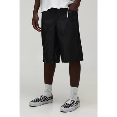 Ontspannen Pasvorm Gewassen Pu Lange Short | Black | Size 28