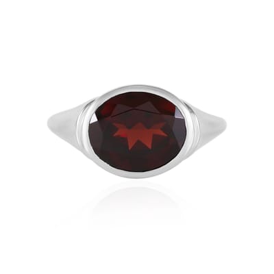 Cavill - Zilveren Ring 925 Sterling - Mozambique Granaat 4,92 ct - Platina Gecoat - Ovaal Slijpsel - Rood Edelsteen - Luxe Sieraad Maat 18 19 20