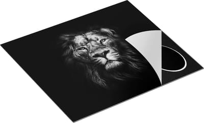 Chefcare Inductie Beschermer Leeuw - Leeuwenkop - Kleur - Zwart Wit - 60x50 cm - Afdekplaat Inductie - Kookplaat Beschermer - Inductie Mat