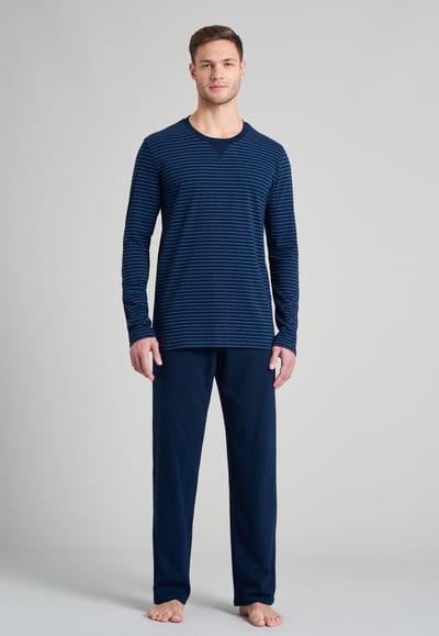Schiesser Natural Dye Mannen Pyjamaset - Nachtblauw - Maat M