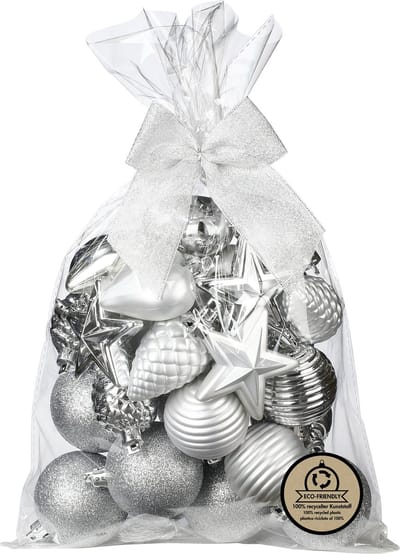 Inge Christmas kerstballen/ornamenten 30x- kunststof -zilver
