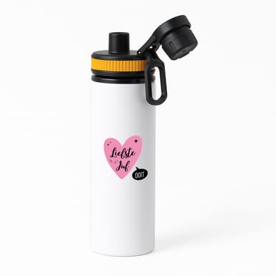 Hacebo® - Liefste juf ooit waterfles met draaidop oranje - Juf - beste juf - school - verjaardagscadeau - afscheidscadeau - kado - gift - water fles - 850ML