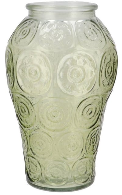 DK Design Bloemenvaas Circle - boeket vaas - glas - lichtgroen - 15 x 25 cm