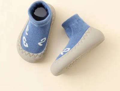 Anti-slip babyschoentjes - Soksloffen - Eerste loopschoentjes van Baby-Slofje - Blauw cijfers maat 20