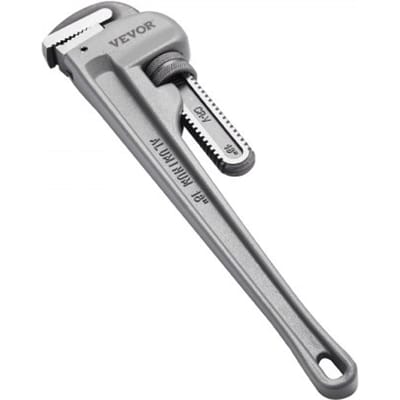 VEVOR Pijpsleutel, 18" rechte aluminium pijpsleutel, verstelbare loodgieterssleutel, met zeer sterke bek en ergonomische handgreep, gemakkelijk mee te nemen, hangend ontwerp, voor waterleidingen