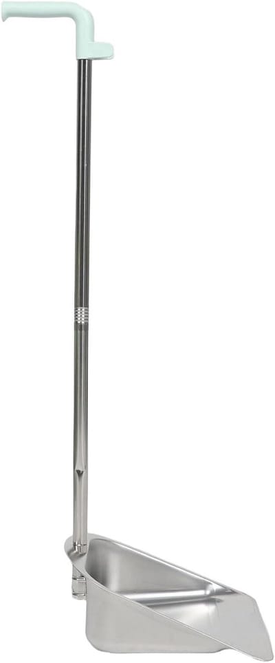 Stofblik Lange Steel - Vuilblik Roestvrij - Staand Schoonmaken - Ergonomisch Ontwerp - 80 cm Lengte - Zilver