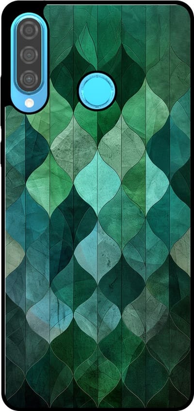 Smartphonica Telefoonhoesje Geschikt voor Huawei P30 Lite met groene bladeren opdruk - TPU backcover case green leafs design geschikt voor Huawei P30 Lite