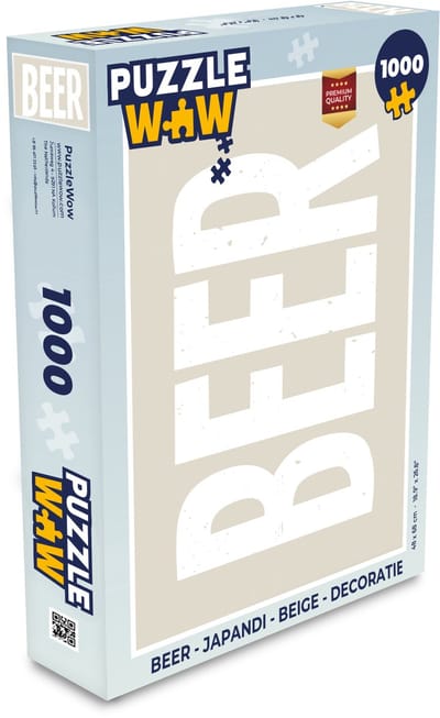 Puzzel Beer - Japandi - Beige - Decoratie - Legpuzzel - Puzzel 1000 stukjes volwassenen