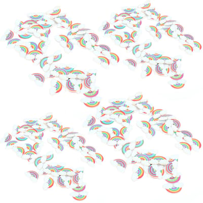 200 Stuks Regenboog Houten Knopen DIY Beschilderde Decoratie Accessoires met 2 Gaten voor Kinderen white
