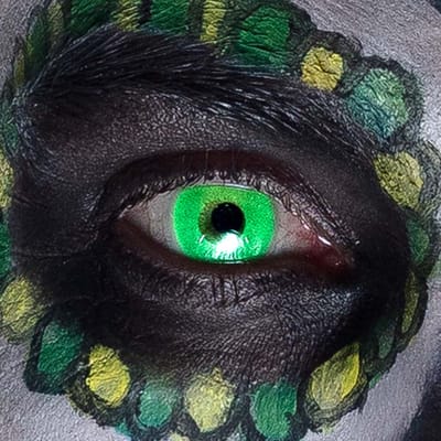 Boland - Paar maandlenzen UV Flash groen Groen - Volwassenen - Halloween en Horror - Halloween contactlenzen - Horror