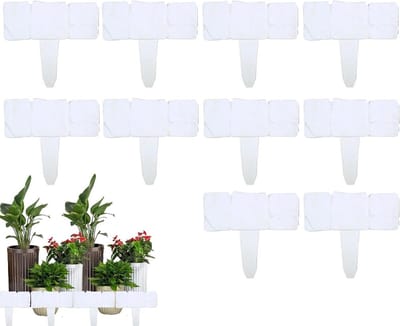Tuinrandstenen Set - Kunststof Afscheiding - Tuin Decoratie - Graafvrij Systeem - 10 Stuks - Wit