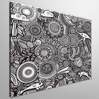Doodle aboriginal schilderij | Aboriginal doodle: een kleurrijk eerbetoon aan inheemse kunst | Kunst - 20x20 centimeter op Canvas | Foto op Canvas