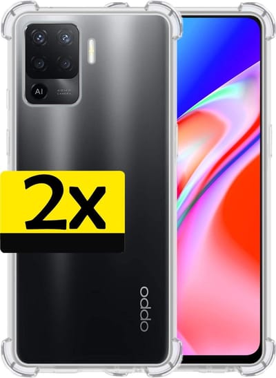 Hoesje - 2 Stuks - Geschikt voor OPPO A94 - Sterk & Shockproof - Siliconen Case - Back Cover - Telefoon Hoes Shock Proof - Telefoonhoesjes - Transparant
