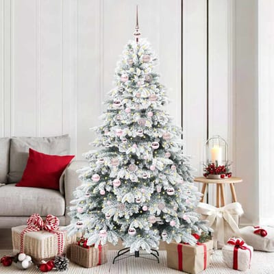 vidaXL - Kunstkerstboom - met - 300 - LED - met - standaard - Wit - 180 - cm - PE - en - PVC