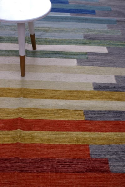 Kleurrijk Tapijt Laagpolig Handgeweven Wollen Vloerkleed - Koho Afghan Modern Kelim 295x205 - 295x205cm- Modern - Woonkamer - Salon - Slaapkamer - Eetkamer
