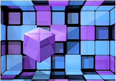 Fotobehangkoning - Behang - Vliesbehang - Fotobehang Rubik's Cube - Rubik's cube: variation - 400 x 280 cm