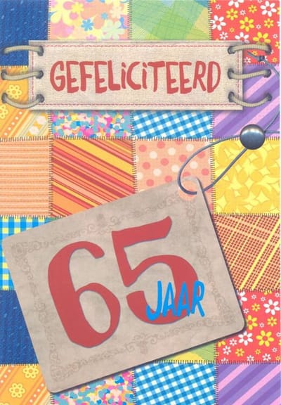 Wenskaart Gefeliciteerd 65 Jaar - D4398/179 - Luxe verjaardagskaart - 12x17cm - Gevouwen Wenskaart inclusief envelop - Leeftijdskaart