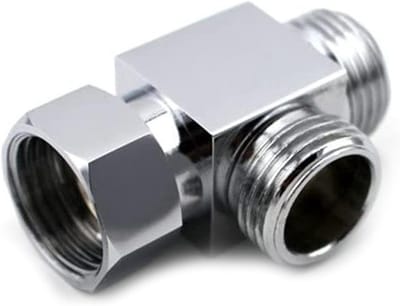 T-Type Adapter voor Douche, Drieweg Afsluiter, Slang T-Stuk Verbinder voor Keuken- en Handdouches, Verchroomd, Geschikt als Reserveonderdeel