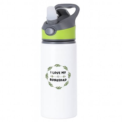 Hacebo® - I love my bonusdad waterfles met rietje groen - Papa - liefste bonusvader - vader cadeautjes - vaderdag - verjaardag - geschenk - kado - water fles - 650ML