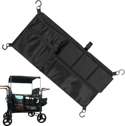 Kinderwagen Opbergnet - Kinderwagen Organizer - Winkelwagen Gebruik - Dubbellaags Ontwerp - 72.5 x 34.3 cm - Zwart