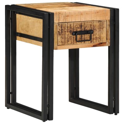 vidaXL Bijzettafel Bruin en zwart 40 x 40 x 50 cm Massief Mango Hout
