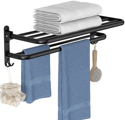 Wandrek badkamer, Badkamer wandrek, Zonder boren wandrek, zwart, 40 cm