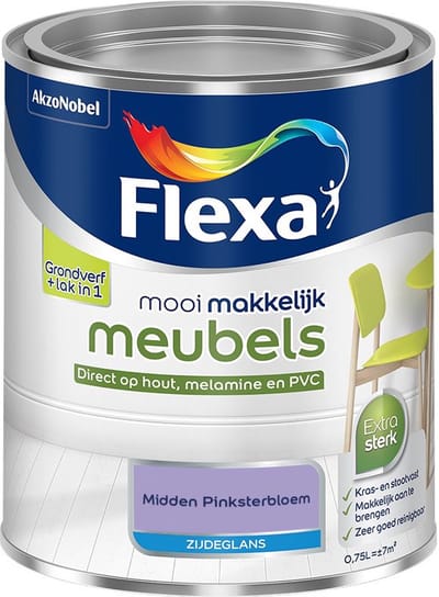 Flexa - Mooi Makkelijk Meubels Zijdeglans - Midden Pinksterbloem - Mengverf - 750 Ml