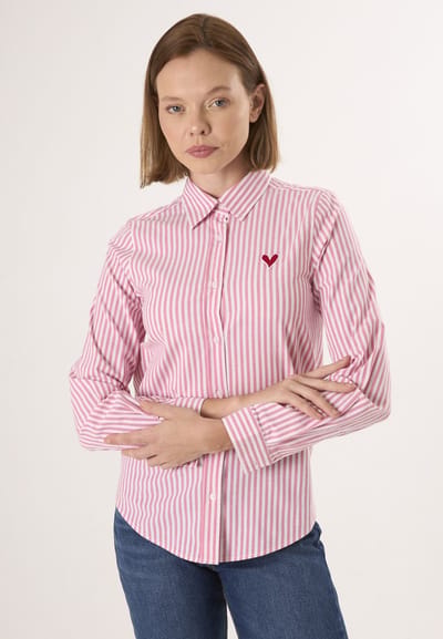 Felix Hardy Gestreepte Overhemd - Overhemden - 97% Katoen Dames Roze - M