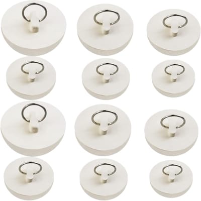 12 stuks Rubber Gootsteenstoppers - Badstopper met Trekring - Keuken- en Badkamerafvoerpluggen in 6 Maten