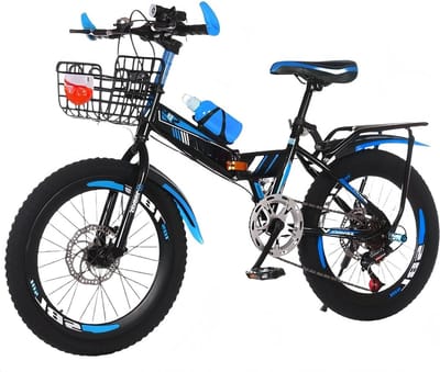 Opvouwbare Kinderfiets - Vouwfiets Jongens - Veilig Fietsen - Schijfremmen - 20 Inch - Zwart Blauw