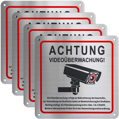 Dailygoods- Waarschuwingsbord Videobewaking - Aluminium - 15 x 15 cm - Weerbestendig - Krasbestendig - Duidelijke tekst "Let op dit gebied wordt video bewakt - Veiligheidsbord