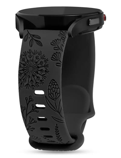 Dandelion Bloemen Gegraveerde Band - Geschikt voor Samsung Galaxy Watch 7/6/5/4 - Silicone Strap voor Vrouwen, Schattige en Fancy Horlogeband | Vervangende Horlogeband, Modeband voor Smartwatch