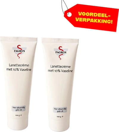 2x Fagron Lanettecrème met 10% Vaseline - 100 ml - Voordeelverpakking!