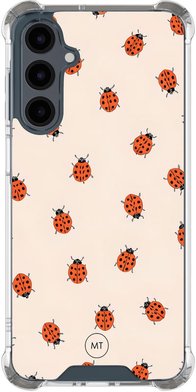 Hoesje (shockproof) geschikt voor Samsung Galaxy A16 - Lieveheerstbeestjes - Extra sterke case - TPU/polycarbonaat - Print - Beige, Transparant