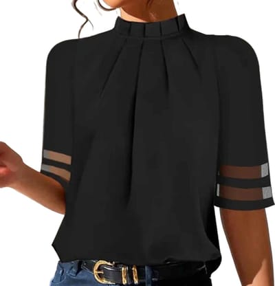 T-Shirt Fashion Dames - Zwart - Blouse - Shirt - Korte Mouwen - Mode - Maat S