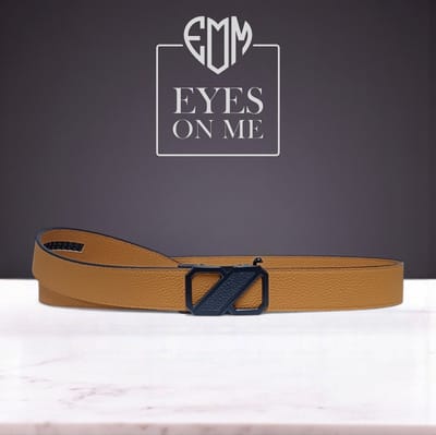Camel Topgrain leren riem zonder gaatjes met automatische gesp voor heren (Model 8021-CAM)