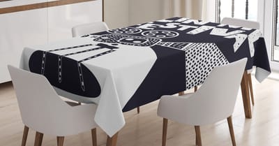 ABAKUHAUS Kino Festival Tafelkleed – 140x170 cm – satijnlook Donkerpaars/Blauw/Wit
