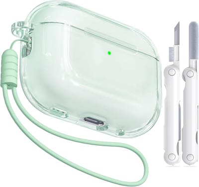 Transparante Shockproof TPU Hoes voor AirPods Pro 3 (2025) met Schoonmaakset en Sleutelhanger - Bescherming, Stijl en Functionaliteit in Groen