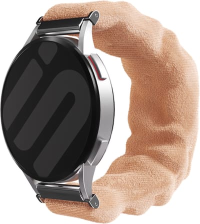 Strap-it Scrunchie smartwatch bandje 18mm - geschikt voor Fossil Gen 5e - 42mm / Gen 6 - 42mm - Huawei Watch GT 4 / 5 - 41mm / GT 5 Pro 42mm - Withings ScanWatch Light / ScanWatch 2 - 38mm / Steel HR - 36mm (beige)