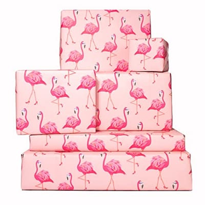 Roze Flamingo Inpakpapier - 6 Vellen Verjaardagscadeau Wrap - Trendy en Duurzaam