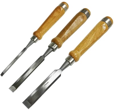 Set van 3 Houtbeitels - Beitel - Beitelset - Steekbeitelset - Steekbeitel -6mm - 12mm - 19mm