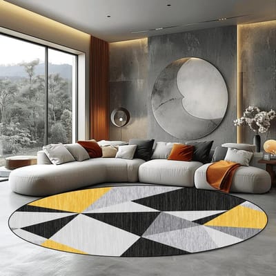 Luxe Modern Grijs Rond Tapijt voor Woonkamer Huisdecoratie Grote Vloerkleden Slaapkamer Tapijt Antislip Vloermat Stoelmatten Wasbaar 80cm 31.4 in