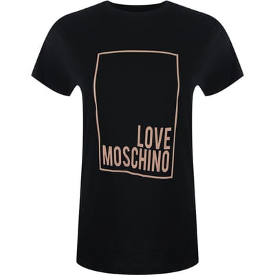 Love Moschino Pink Box Logo Zwart T-shirt
