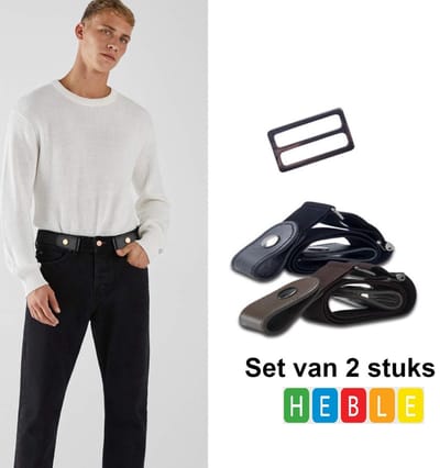 *** set Elastische Broekriemen voor Heren – Gespvrij & Rekbare Riem Zonder Gesp – van Heble® ***
