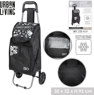 BOODSCHAPPENWAGEN 35L MET 5L ISOLATIEVAK – H95CM – ZWART