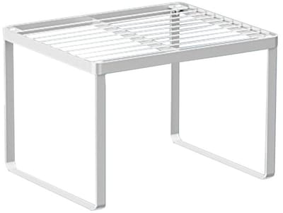 Unyqoos® Stapelbaar metalen opbergrek voor keuken en badkamer, witte draadconstructie