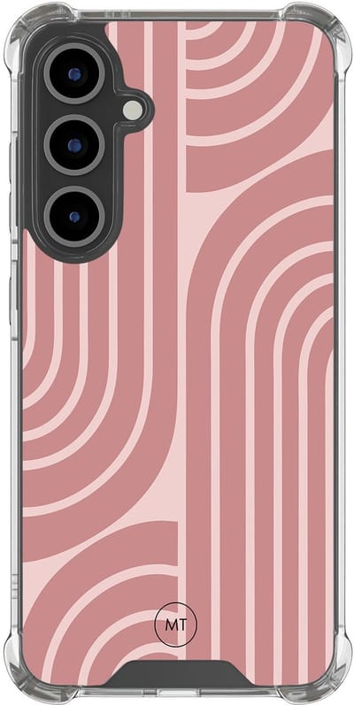 Hoesje (shockproof) geschikt voor Samsung Galaxy S24 FE - Blush shapes - Extra sterke case - TPU/polycarbonaat - Print - Roze, Transparant