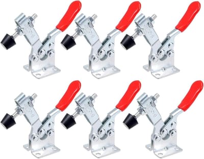 Dailygoods- Rocker Clamp 90kg Capaciteit - 6 Stuks - Verstelbare Rubber Drukpunten - Schokbestendig - Galvaniseerd Staal - Antislip Grip - Klem